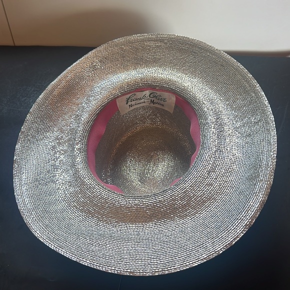 Vintage Frank Olive For Neiman-Marcus large Metallic silver hat braided band main image 11